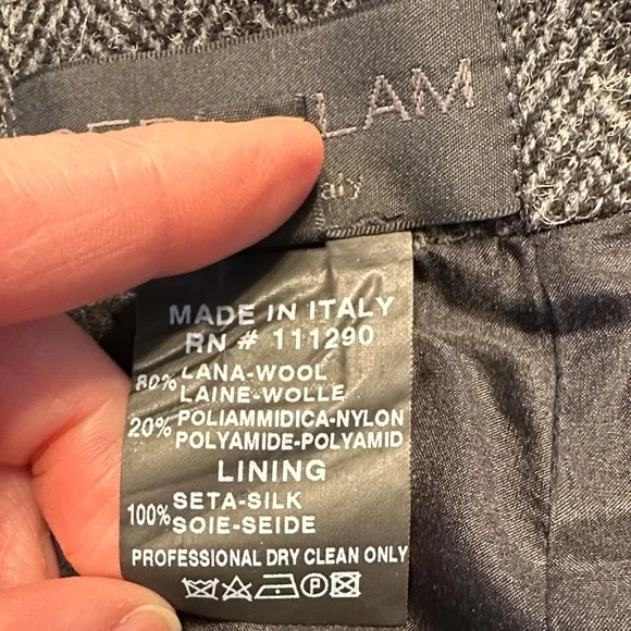 Derek Lam Gray Herringbone Wool Pencil Skirt silk lined. - Picture 4 of 9